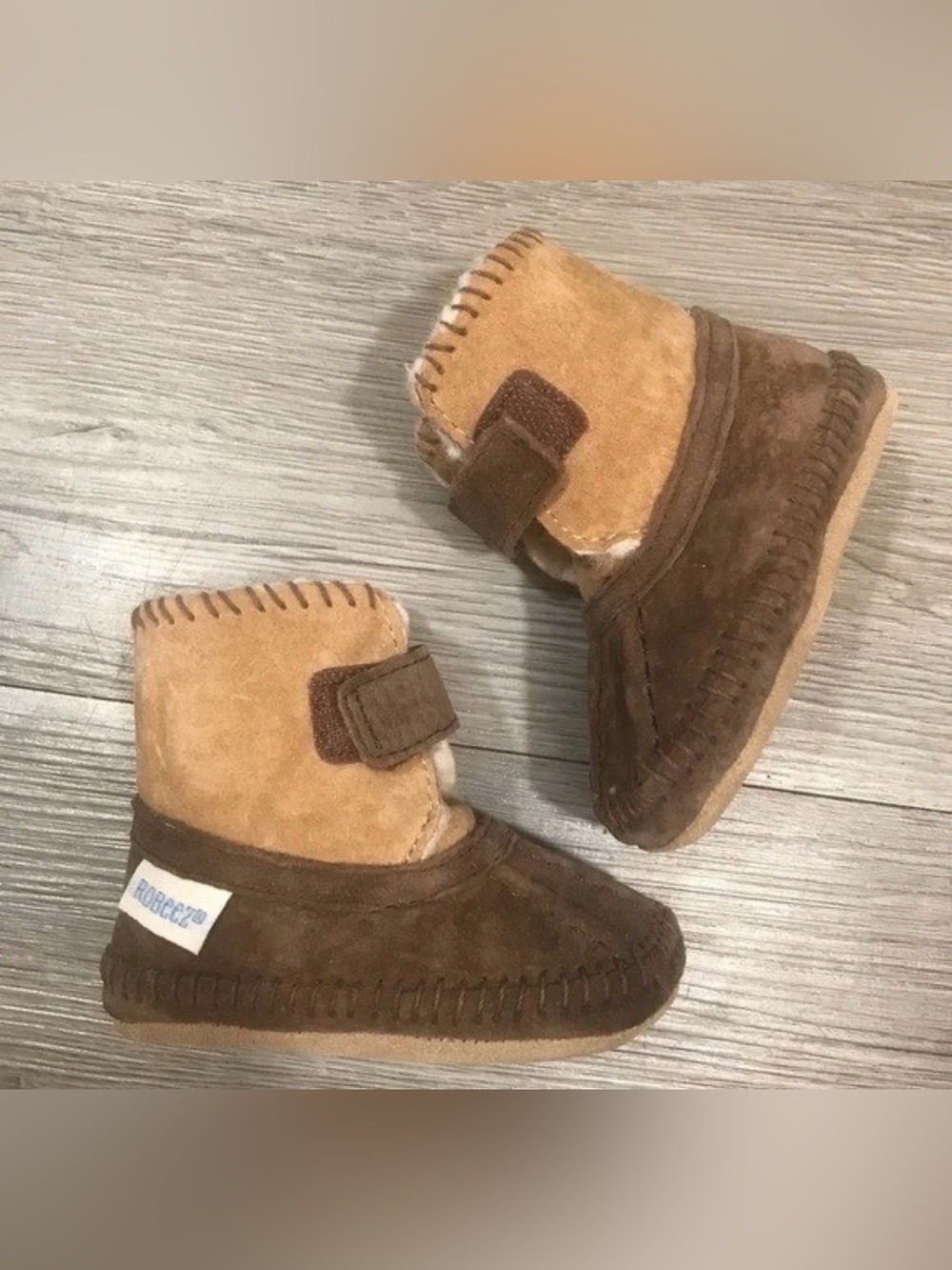 Kids Brown Suede Moccasin Booties - Cozy Slip-On Shoes 12-18 months